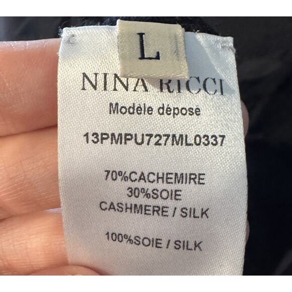 Nina Ricci Black Cashmere Silk Knit Tank Women’s Size Large Fringe Whimsigoth - Picture 11 of 11